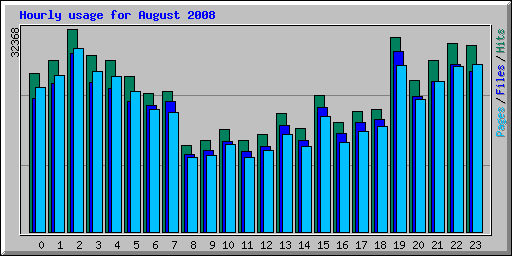 Hourly usage for August 2008